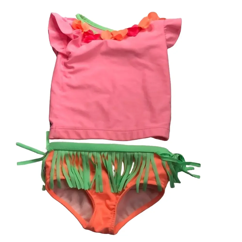 🍭*6/$30* Carter’s baby girl's pink floral fringe two-piece swimsuit- 9m